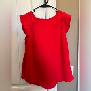 Monteau Bright Red Ruffle Sleeve Tank Top